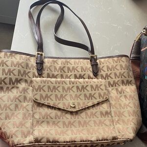 Michael Kors Tan and Brown Logo Tote